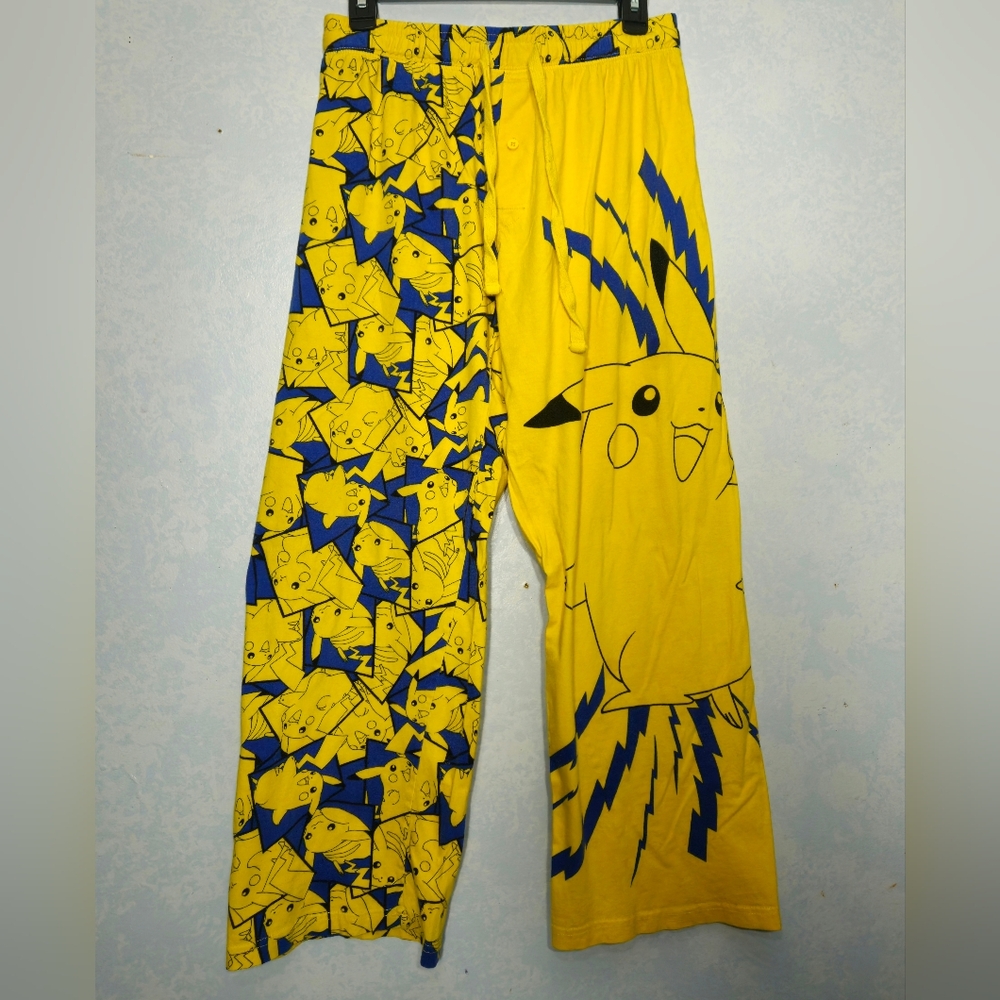 POKEMON Pikachu Yellow Blue Pajama PJ Pants L